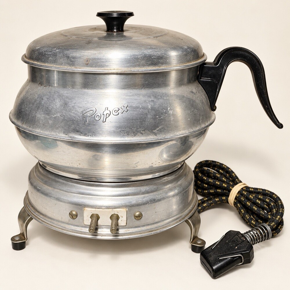 Vintage Pop ex Electric Corn Popper Aluminum Pot Lid Base Original Cord